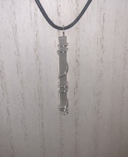 Handmade Selenite Stick Pendant Silver tone Wire Protection Stone Necklace Reiki