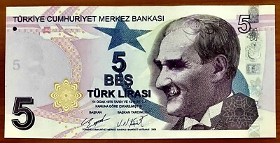 Türkei 5 Lira 2011 UNC Banknote Präsident Mustafa Kemal Atatürk PP698