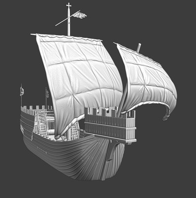 Wargaming 1:72 - Mittelalterliches Kriegsschiff - Zweimast Tabletop Miniaturen 