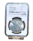 1923 Silver Peace Dollar NGC UNC Details Obv Cleaned Obv Toning Read Description