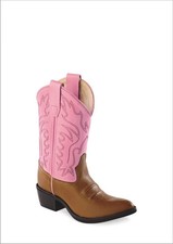 Old West Kid's Cowboy Boot, 8139, Pink/Brown, Size 13.5