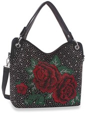 New Red Rose Pattern Crystals, Shopper Tote, Handbag, Purse, Free Shipping