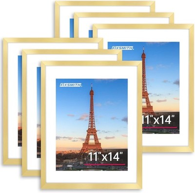 FIXSMITH 11x14 Picture Frame Bulk-6 Pack, Photo with 11×14, Gold 