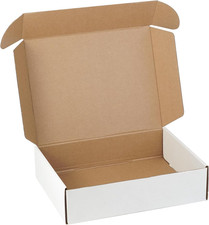 12"X9"X3" Shipping Boxes Set of 1,White Corrugated Cardboard Box Literature Mail