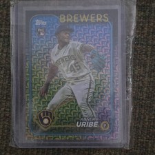 Topps Abner Uribe RC Rookie #310 Milwaukee Brewers Baseball Trading Card. rookie card picture