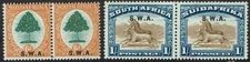 SOUTH WEST AFRICA 1927 PICTORIAL 6D AND 1/- PAIRS