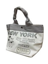 Mickey Mouse Embroidered Tote Bag - White Gray