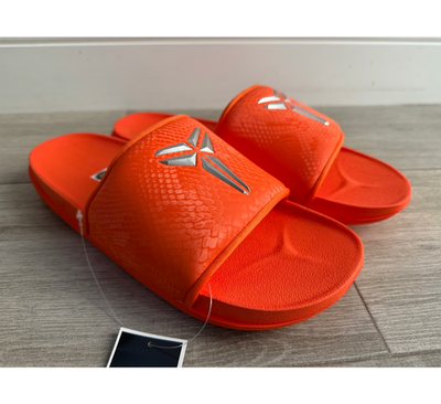 Nike Kobe Offcourt Slide Size 11 Orange Silver Open Toe 