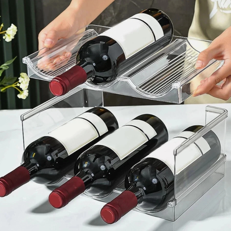 Stackable 6 Bottle Wine Rack Plastic Holder Kitchen Counter Bar Storage ...