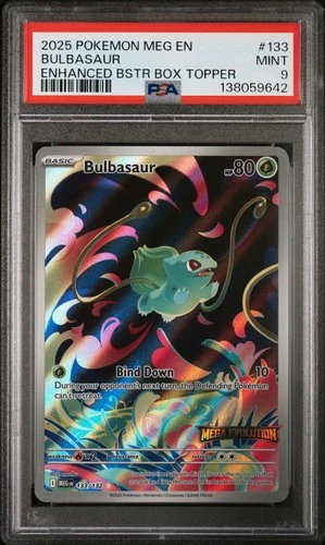 2025 POKEMON MEG EN-MEGA EVOLUTION ENHANCED BOOSTER BOX TOPPER BULBASAUR PSA 9