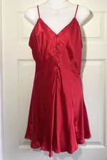 Fredericks of Hollywood Lingerie Red Large Silk Slip Valentine Romantic Chemise