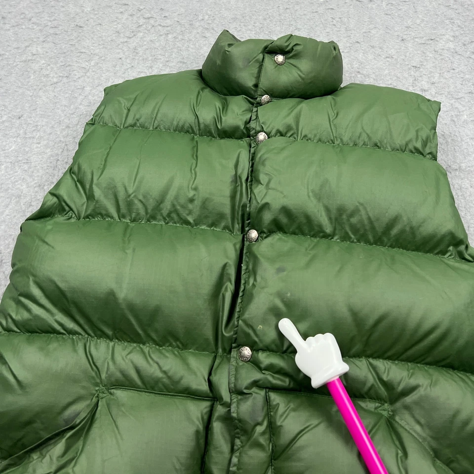 VTG North Face Nuptse Vest Mens XL Green Down Insulated Puffer Retro Snap Up 70s - Image 3 of 4