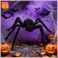Halloween Spinne Dekoration Riesige 200Cm Schwarz Mit 60G Spinnenweben Und 10