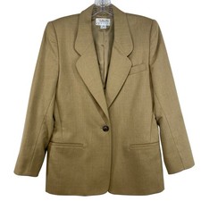 Vintage 90s Talbots Wool Blazer 4P Sand Brown Single Breasted Old Money Made USA