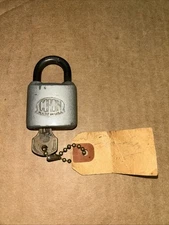 Vintage Corbin Padlock With Working Brass Key Cabinet Lock