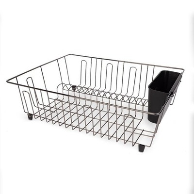 Large Wire Dish Rack Black/Chrome - 17.5'' x 13.7'' x 5.5''