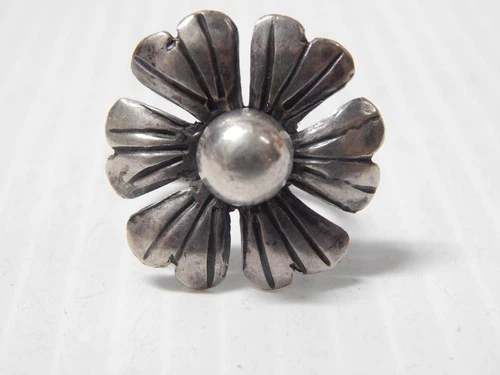 VINTAGE MEXICAN SOUTHWESTERN 980 STERLING SILVER FLOWER POWER MOD RING SZ: 8 1/4