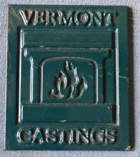 Vermont Castings DK GREEN Enameled Cast Iron Plaque Trivet Fireplace Advertising