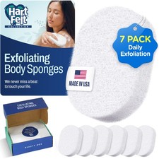 HartFelt 7 Pack Body Exfoliating Sponge Set Bath Shower Scrubber Gift Box
