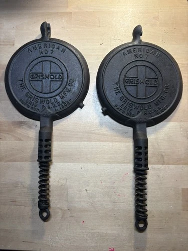 Griswold #7 Cast Iron Waffle Iron #308 & 309 Vintage Antique Paddles Only
