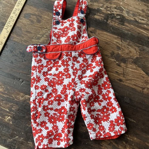 Baby Gap Girl's 3-6 months Floral Print Sleeveless Romper Cotton Button Red VTG