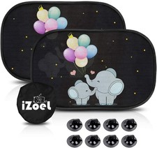Sun Shade for Baby Kids 2 Pack Static Cling Side Window Car 110GSM Rear Elephant
