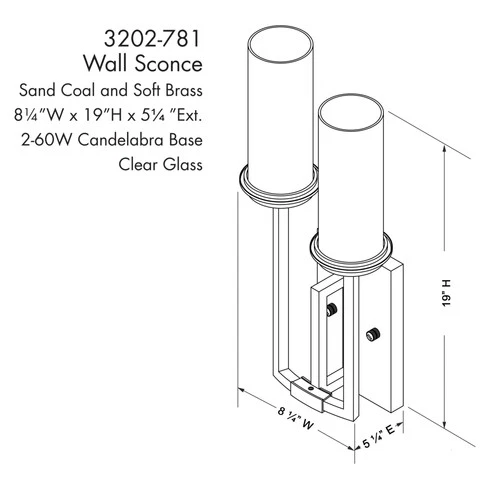 Minka Lavery 3202 Hillstone 2 Light 19" Tall Wall Sconce - Sand Coal / Soft - Picture 3 of 9