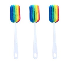 3PCS Cleaning Bottle Sponge Brush with Long Handle Scouring Pad Scrub Brushes...