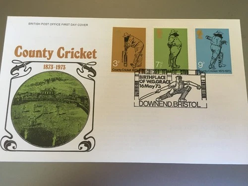 GB STAMPS RARE FIRST DAY COVER 1973 COUNTY CRICKET DOWNEND BRISTOL