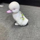 Rare Fenton Violets In The Snow Milk Glass Duckling Hand Painted