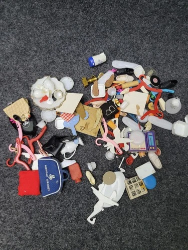 Vintage Mattel Barbie Accessories Lot Purses Shoes Hangers American Airlines Bag