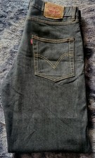 90's Levi's 501 Button Fly Denim Jeans WPL423 USA 36x30 Black / Gold Stitch Vtg.