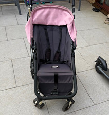 Pink & Grey Single Pushchair From Birth, Adjustable Back Rest, Rubber Tyres