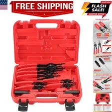 Snap Ring Plier Set 11PCS Straight & Bent Retaining Ring Pliers w/Hook & Pick...