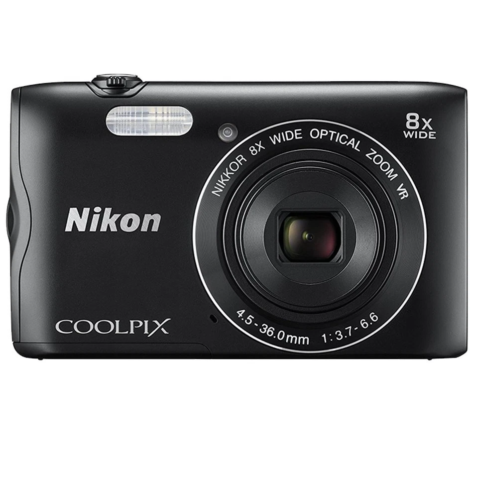 Nikon Coolpix A300 Digital Camera 20.1 MP 8x Optical Zoom Black Audio Recording - Image 2 of 4