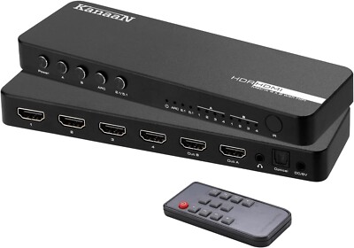 New - KanaaN 4x2 HDMI Matrix Switch 4K@60Hz 4:4:4 HDR 18Gbps ARC/Optical 5.1CH