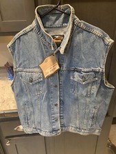 harley davidson jean vest Vintage With Tags
