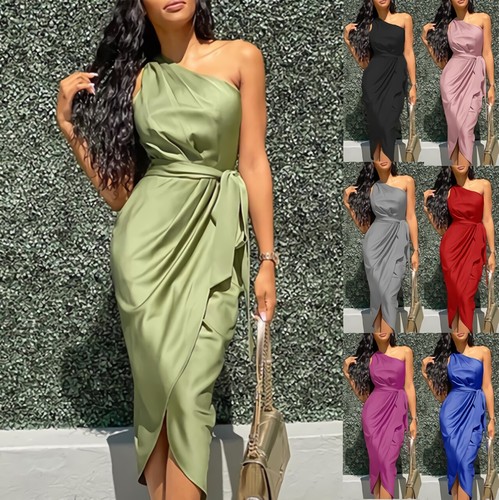 Casual Sexy Slim Fit Satin Dress 