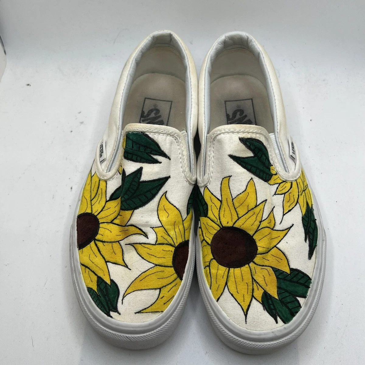 Parel Naar de waarheid willekeurig Vans Sz 6 Women Hand Painted Custom Sunflower Slip On Shoes Low | eBay