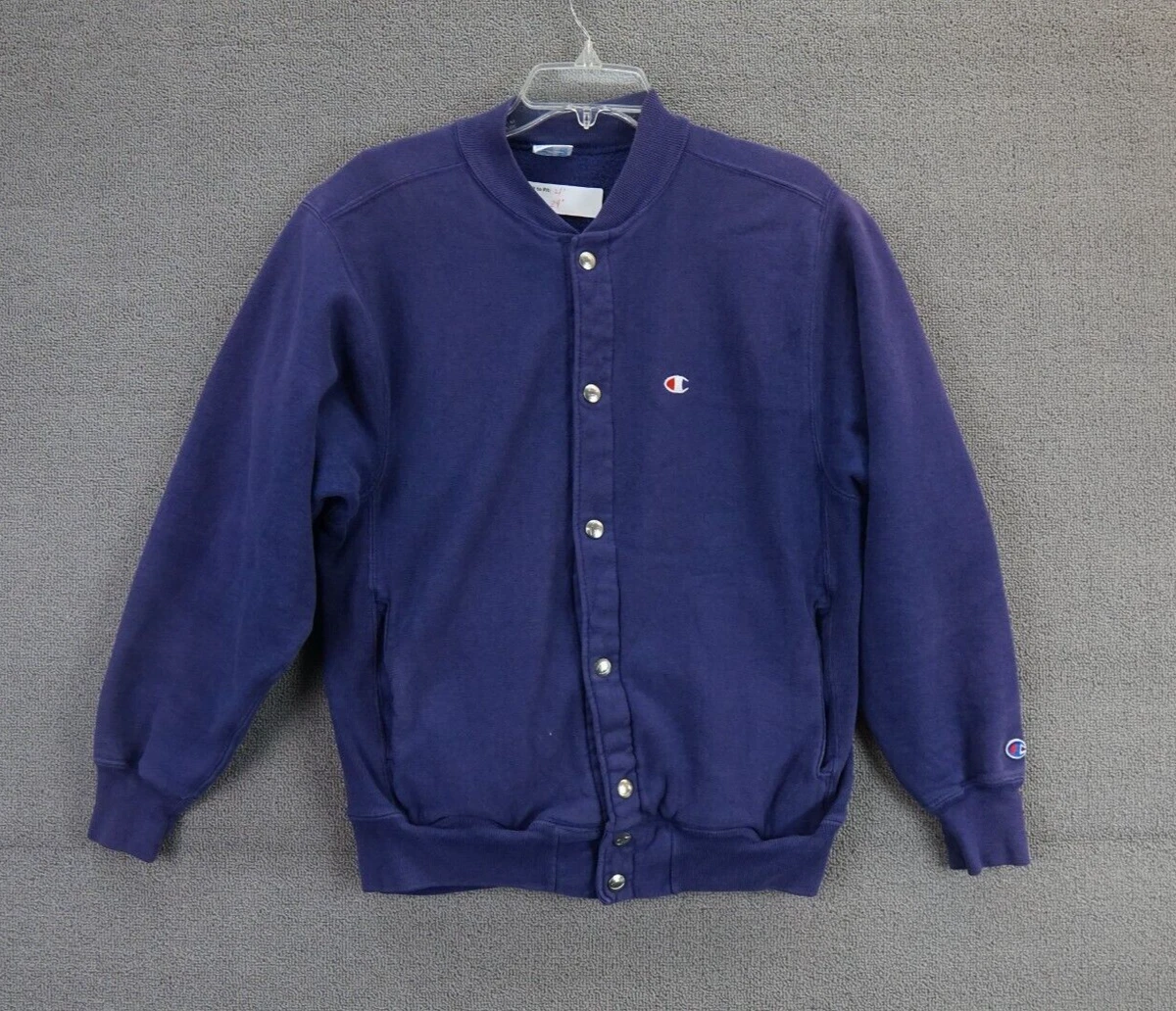 Vintage 90s Champion Reverse Weave Button Up Sweatshirt Cardigan M Purple