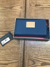 Robert Matthew Aria 24K Gold Leather Wallet Wristlet - Dark Sapphire MSRP $148