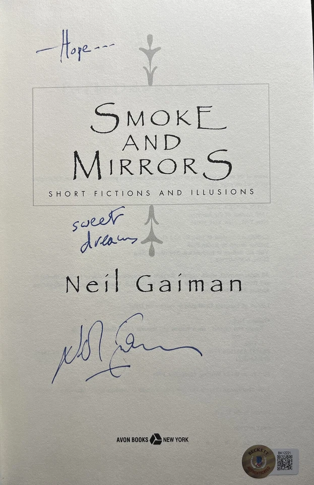 SMOKE AND MIRRORS NEIL GAIMAN 1ST EDITION SIGNED AUTOGRAPH HARDCOVER BECKETT COA - Image 3 of 4