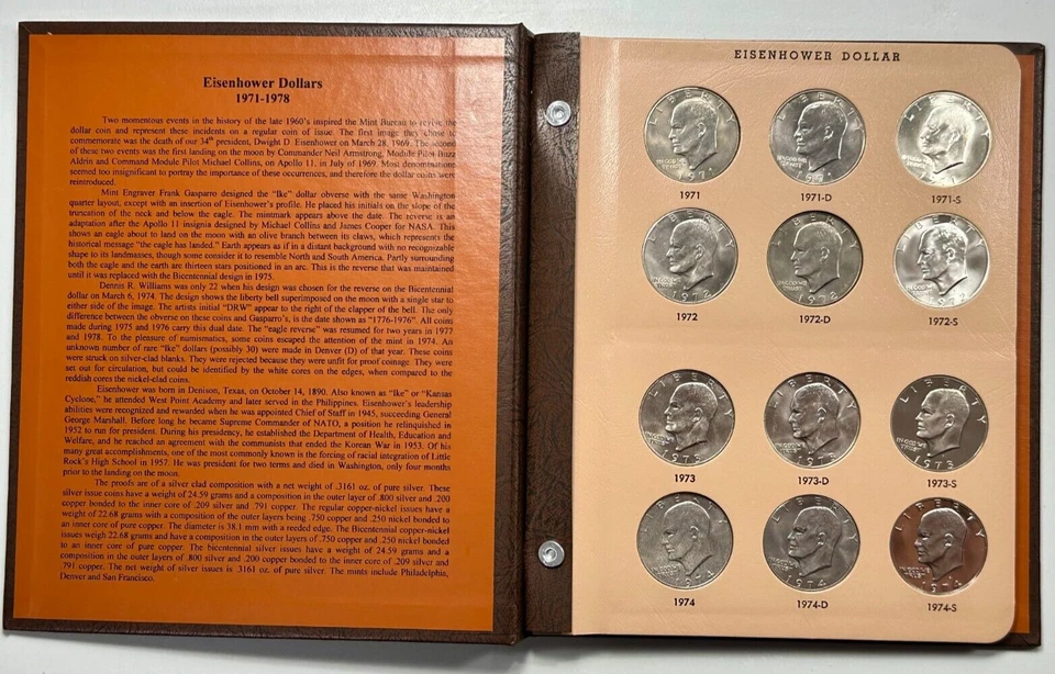Complete IKE Eisenhower Dollar Set 1971-1978 of 23 Coins PDS PROOF Dansco Album - Image 2 of 4