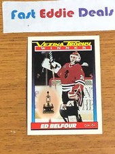 O-PEE-CHEE NHL HOCKEY 1991-92 ED BELFOUR VEZINA CARD 519 CHICAGO BLACKHAWKS