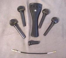 BEAUTIFUL EBONY VIOLIN PART SET INLAID WITH MOTHER OF PEARL STAR FOR FULL SIZE