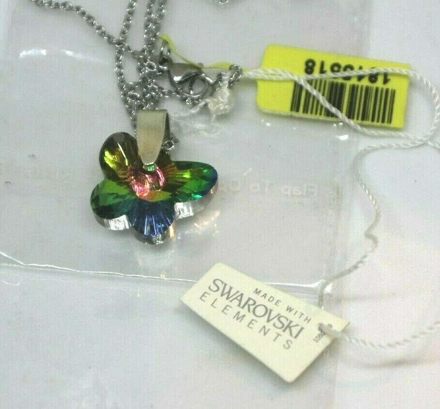 Collar Mariposa Topacio Místico Elementos Swarovski Plata Esterlina Nuevo de Lote Antiguo para Damas Foto 4 de 4