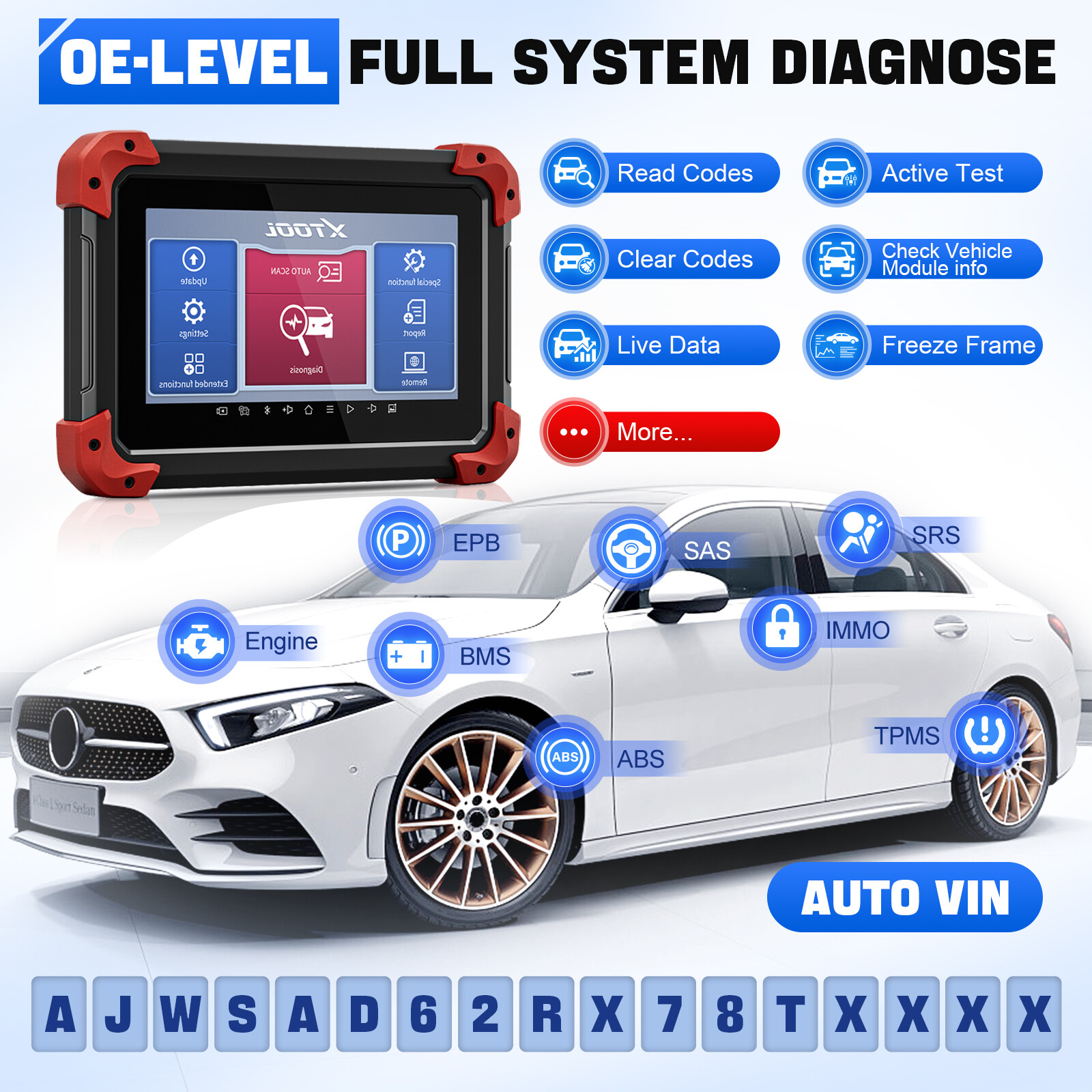XTOOL D7 Auto OBD2 Bidirectional Scanner Full System Diagnostic Key