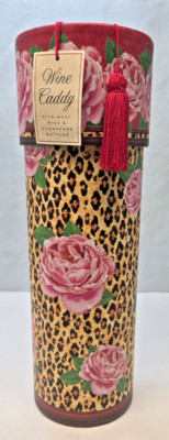 Cheetah Print & Roses Round Wine caddy Storage Gift Box, Punch Studio
