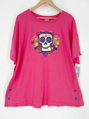 Coco 2024 Epcot Flower Garden Disney Pink Shirt Las Flores Hermosa Plus 2X NWT