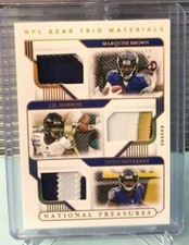 2020 National Treasures MARQUISE BROWN/DOBBINS/DUVERNAY 3X PATCH #08/10 Ravens